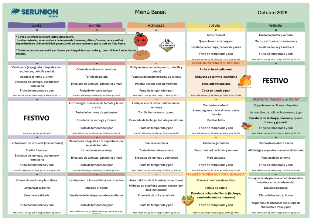 Menú octubre